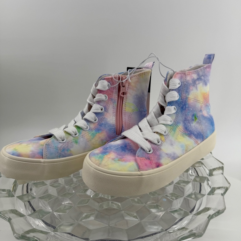 Art Class Kids Tie Dye High Top Sneakers‎ Multicolor Side Zip Shoes Size 1 NEW